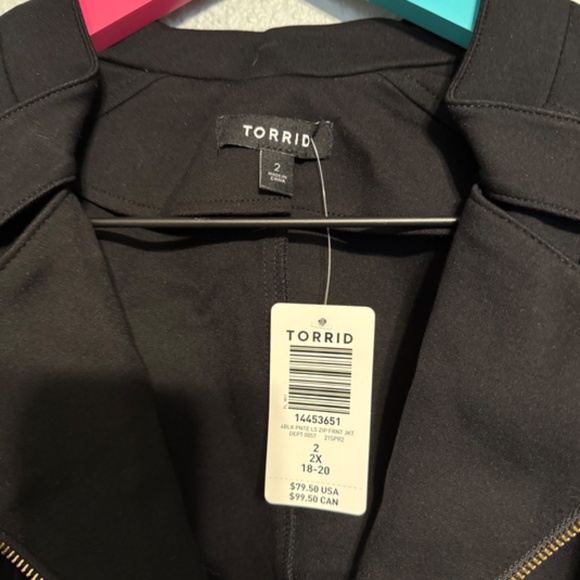 Torrid Size 2 Black and Gold ZipUp Moto Jacket Cardigan - Picture 2 of 6